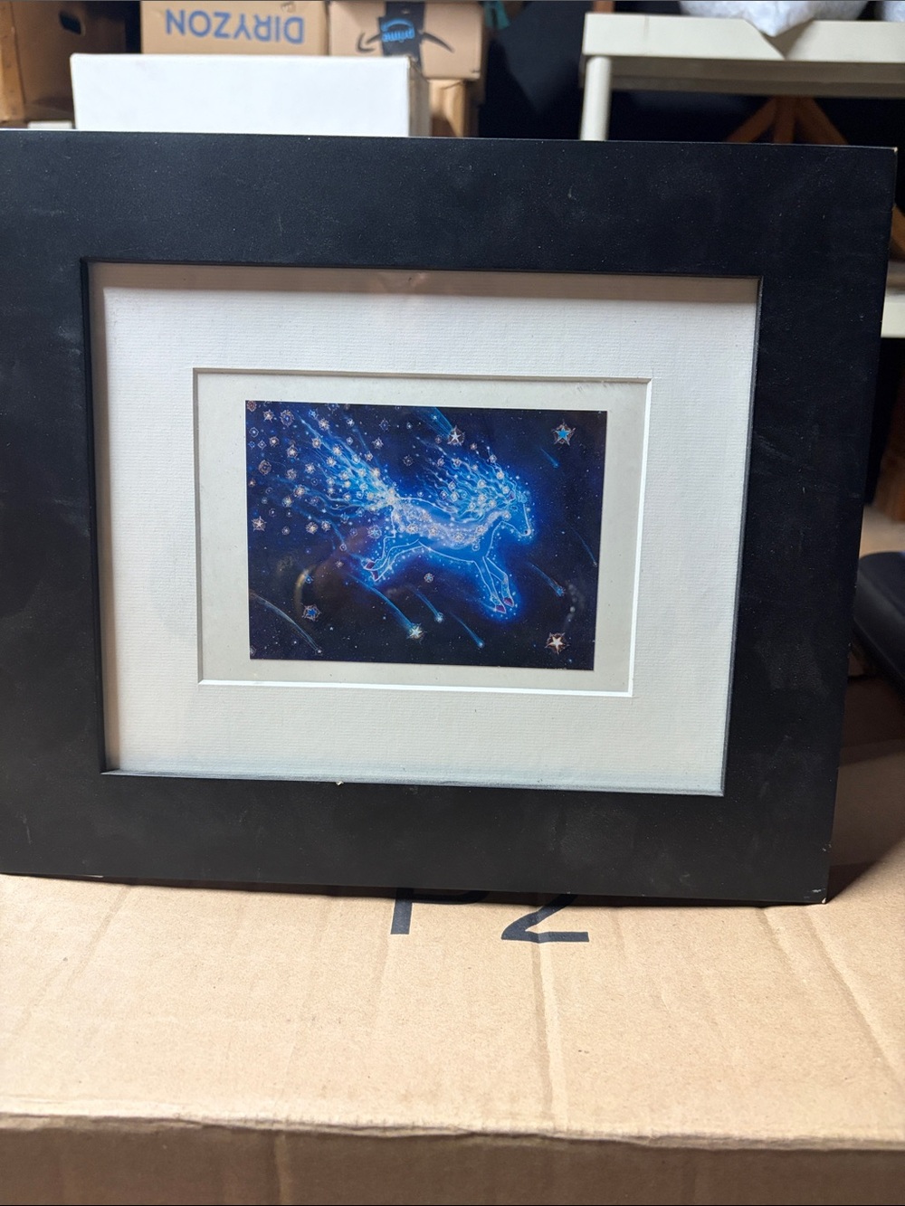Framed Pegasus Constellation Art - Black Frame, White Mat